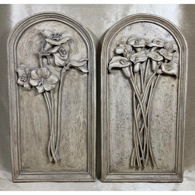 1980s Carved Gray Wall ‏Hangings - a Pair For Sale - Image 12 of 12