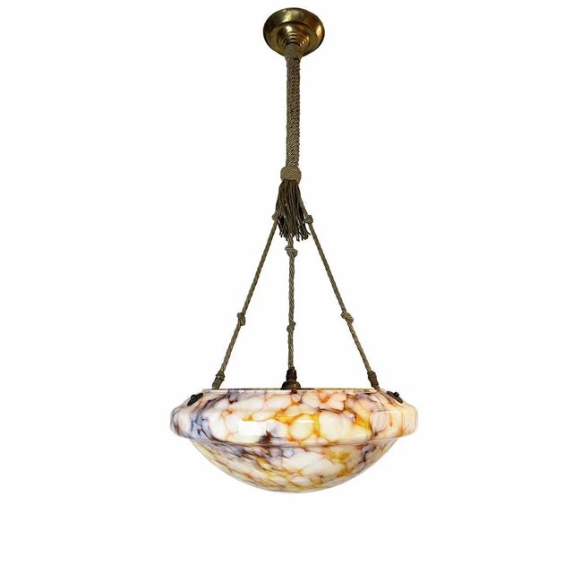 Art Deco Marbled Glass Ceiling Lamp, Germany, 1940s For Sale - Image 11 of 11
