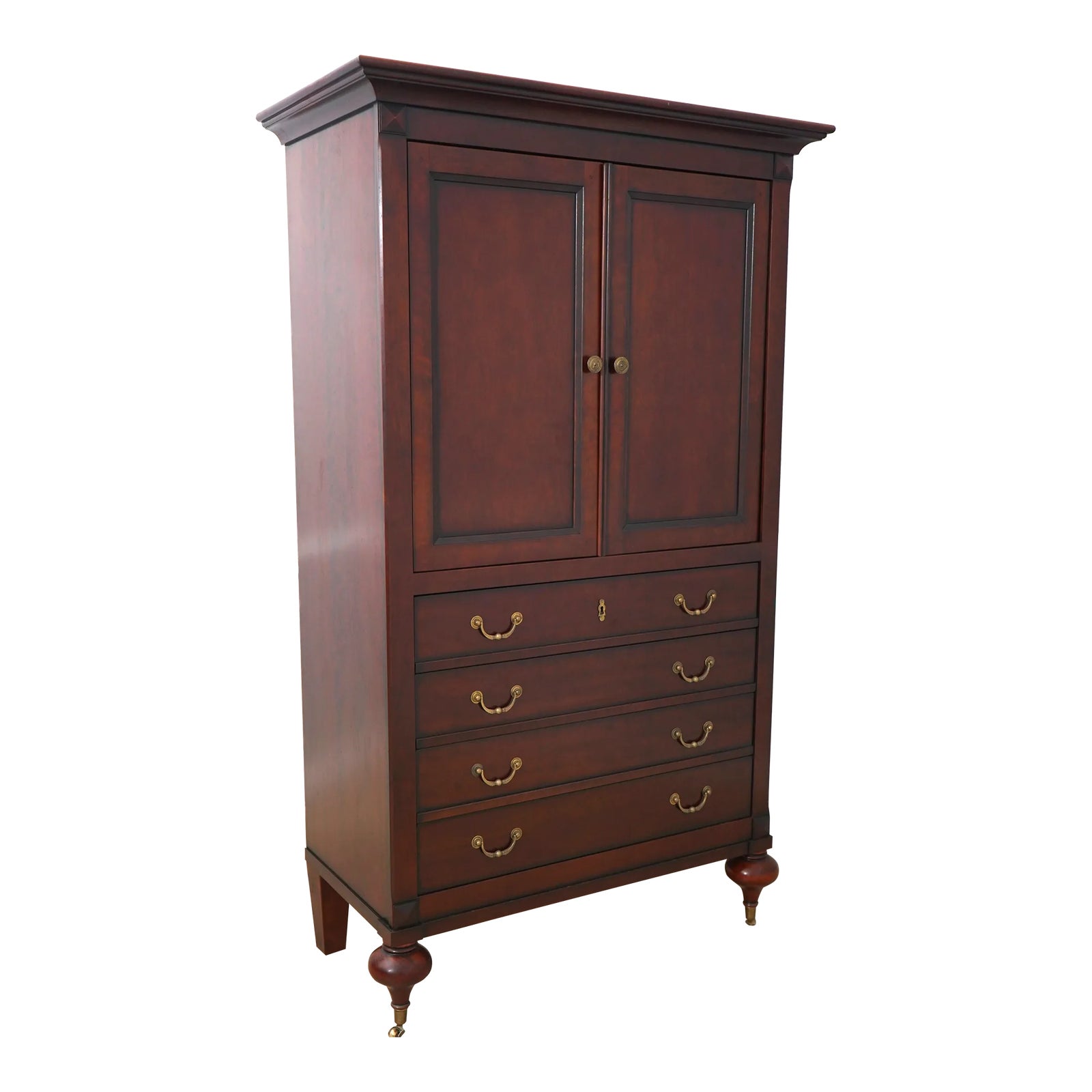 French Made Empire Cherry Tv Armoire Cabinet | Chairish