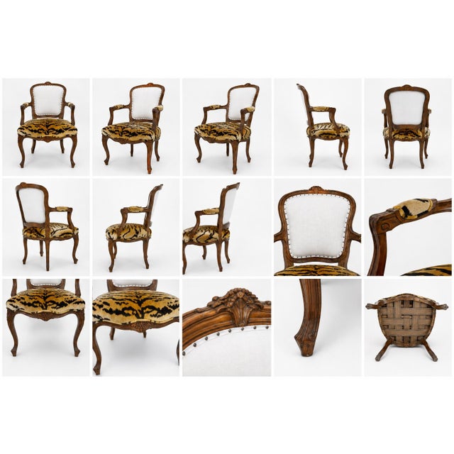 French French Louis XV Fauteuil C. 1760-1780 W/ Scalamandre Tigre Silk Velvet For Sale - Image 3 of 4