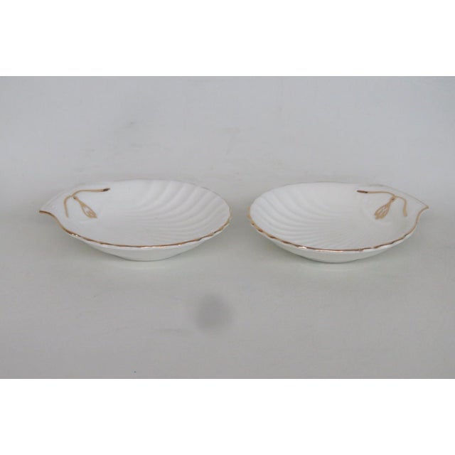 Foley Fine Bone China Pair of 2 Shell Shaped Dishes Gold Trim Butter Pats 4856b For Sale - Image 14 of 14