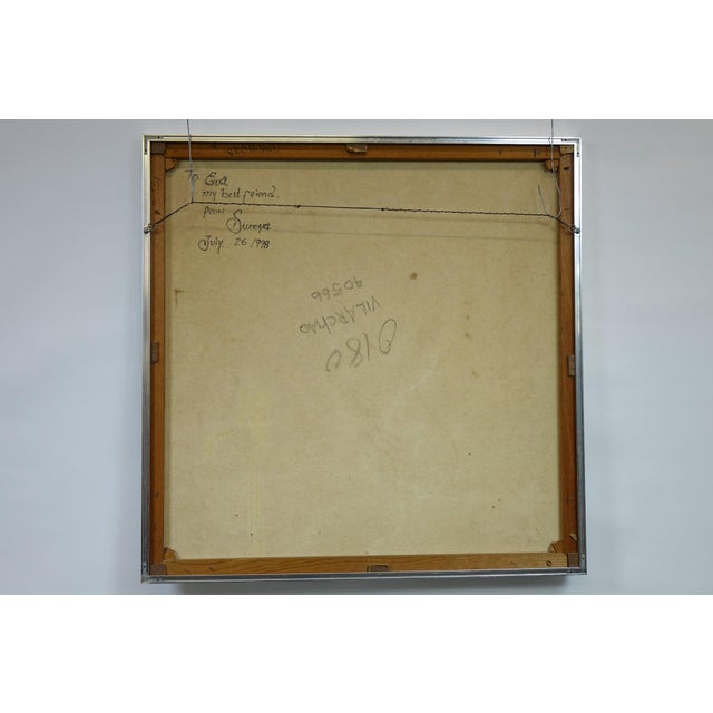 Black Late 20th Century Village in the Mountain Pass Oil on Canvas Mixed Media Signed Original For Sale - Image 8 of 10