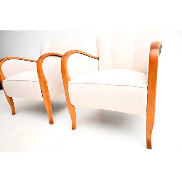 Brown Art Deco Swedish Armchairs in Satin Birch, 1930s, Set of 2 For Sale - Image 8 of 9