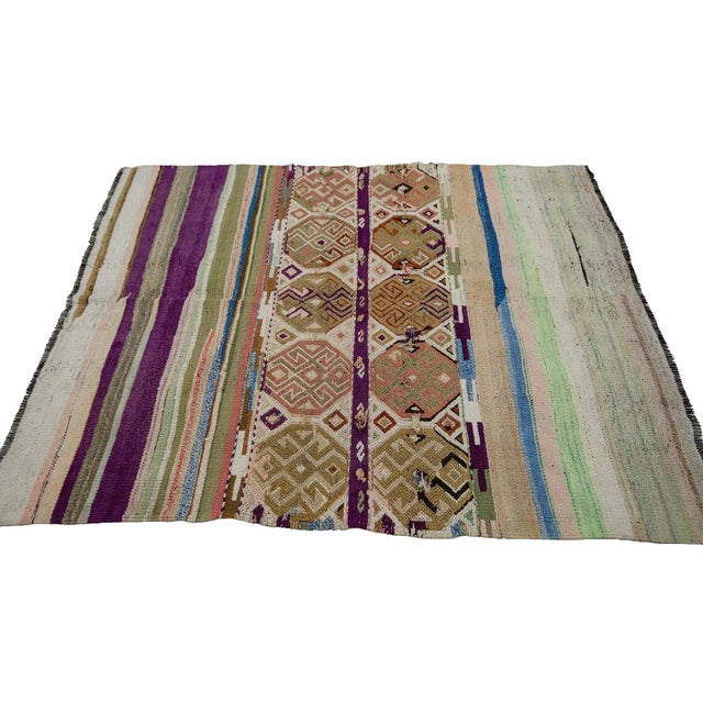 Vintage Turkish Kilim Rug- 4′3″ × 5′7″ For Sale - Image 4 of 7