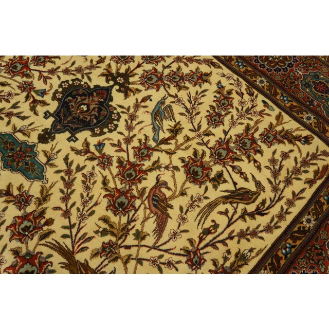 1940s Ivory Medallion Antique Persian Tabriz Rug 5'9" X 8'10" Knotted Pile Wool Carpet For Sale - Image 4 of 7