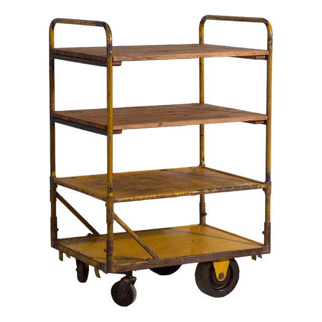 Industrial Yellow Metal Cart For Sale