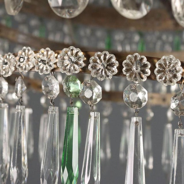 Empire Italian Chandelier in Glass and Gilt Iron For Sale - Image 6 of 9