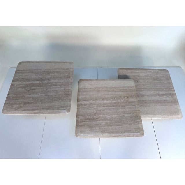Italian Brutalist Travertine Stone Side or End Tables, 1970s, Set of 3 For Sale - Image 16 of 18