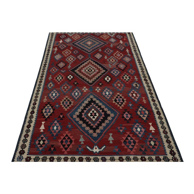 Traditional Rug & Kilim’s Mashwani Afghan Baluch Kilim in Red & Blue Geometric Patterns For Sale - Image 3 of 7