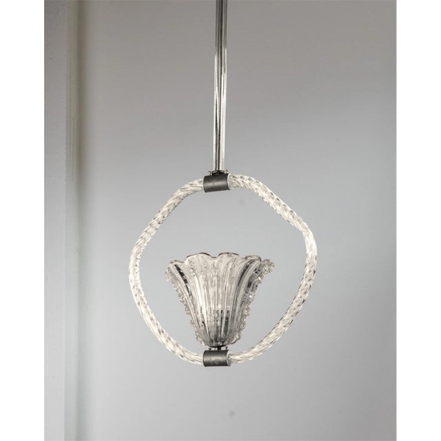 Large Vintage Murano Glass Chandelier Art Deco Flower Shape Design by Barovier and Toso Italy 1940s For Sale - Image 6 of 9