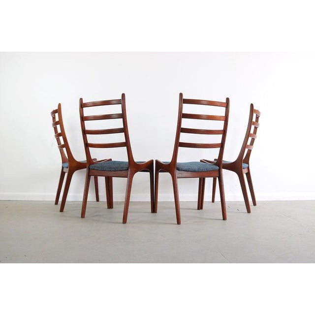 Mid-Century Modern Sculptural Ladder Back Dining Chairs Attributed to Kai Kristiansen For Sale - Image 3 of 8