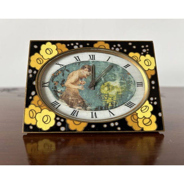 Art Deco Enameled Desk Clock and Alarm by Charles Hour, France, 1930s For Sale - Image 10 of 10