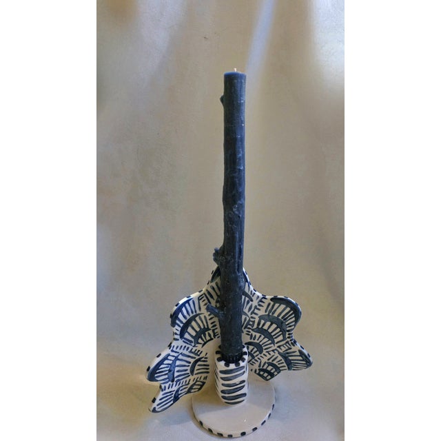 2020s Pair of Ceramic Candleholders For Sale - Image 5 of 6