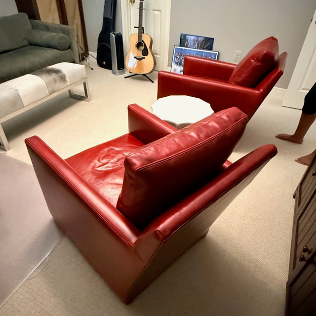 C R Laine Red Leather Chairs For Sale - Image 10 of 12