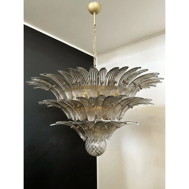 Palmette Ceiling Light Three Levels, 104 Smoked Glasses For Sale In Los Angeles - Image 6 of 10
