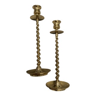 Set of 2 1960s Baldwin Brass Candle Holders For Sale