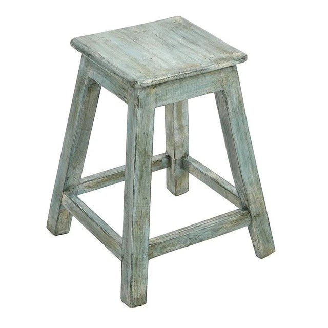 Wood Vintage Patinated Wooden Stool For Sale - Image 7 of 7