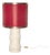 Vintage Bamboo Table Lamp in Ceramic and Brass with Red Shade, Italy, 1970s For Sale