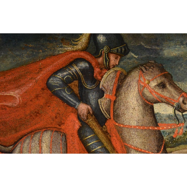 Brown Alessio Baldovinetti Cerchia, Saint George and the Dragon, 1490, Oil on Panel, Framed For Sale - Image 8 of 14