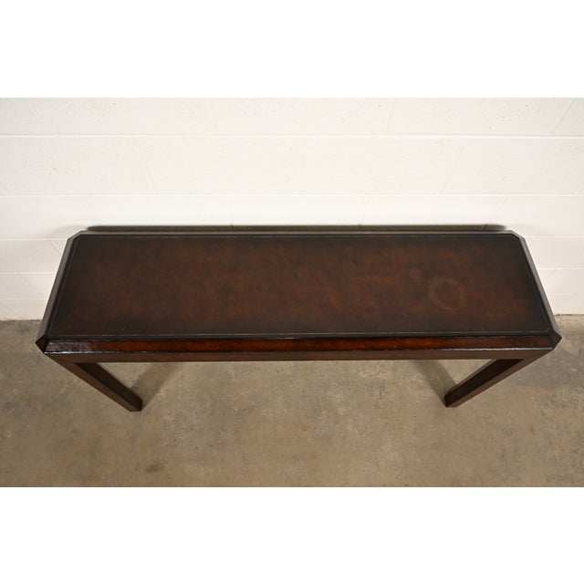 Maitland Smith Regency Leather Wrapped Console Table For Sale In South Bend - Image 6 of 11