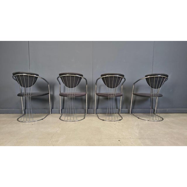 Textile Vintage Chrome Dining Chairs from Effezeta, 1970s, Set of 4 For Sale - Image 7 of 12