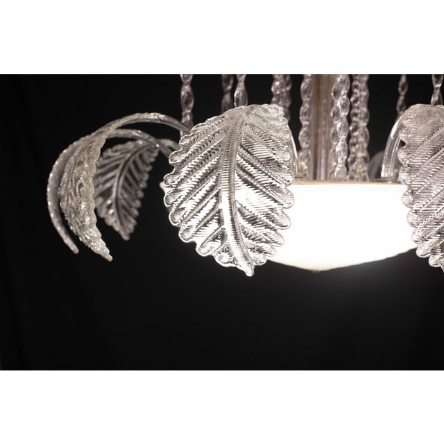 Metal Art Decò Barovier & Toso Chandelier, Murano Glass, 1950s For Sale - Image 7 of 12