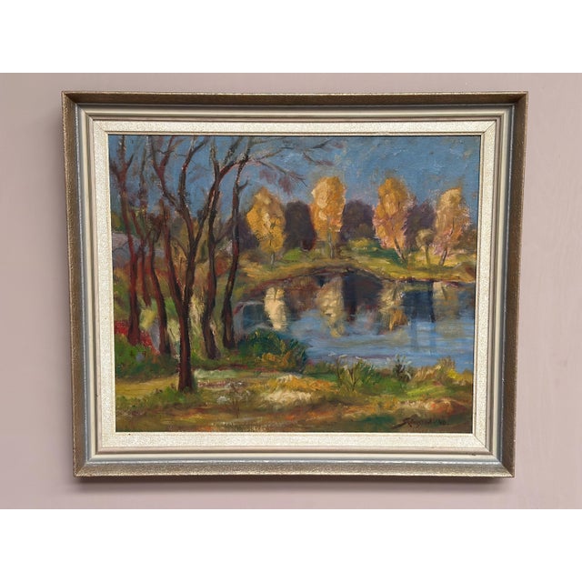 Skänstod, Autumn Landscape, 1948, Oil on Panel, Framed For Sale - Image 10 of 11