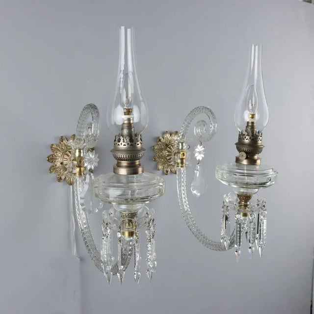 Antique Wall Lamps in Glass, Italy, Set of 2 For Sale - Image 3 of 13