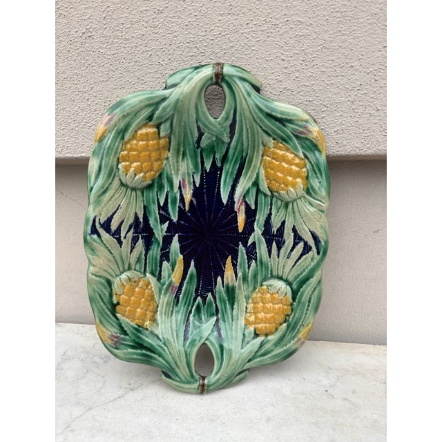 19th Century English Majolica Pineapple Platter.