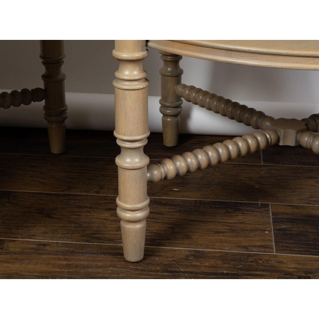 Pair of French Vintage Oak side Tables with Mirrored Tops and Turned Legs For Sale In Atlanta - Image 6 of 9
