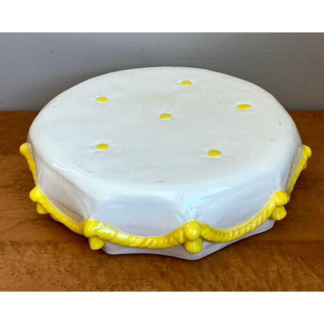 Ceramic Vintage Glazed Ceramic Tufted Cushion For Sale - Image 7 of 12