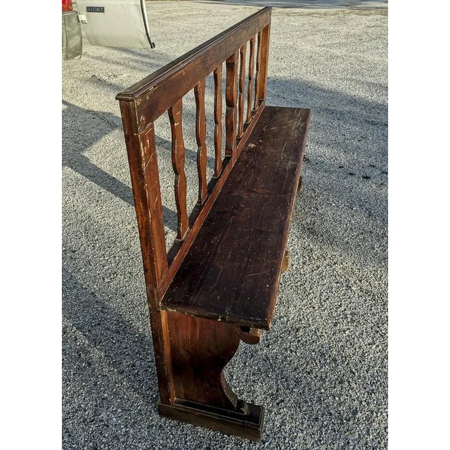 Wooden Bench with Stylized Column Decorations, Early 1900s For Sale - Image 4 of 9