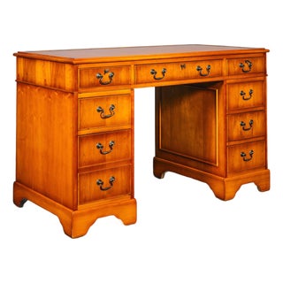 English Desk in Leather & Pine, 1800s For Sale