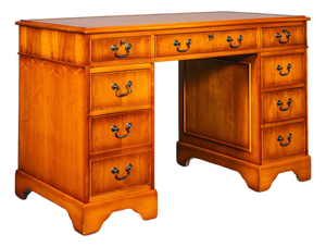 English Desk in Leather & Pine, 1800s