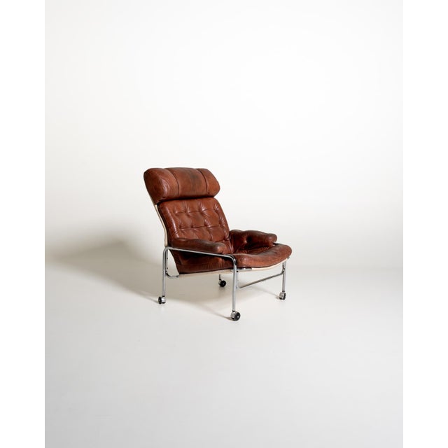 Leather and Chromed Steel Lounge Chair, Sweden, 1960s For Sale - Image 11 of 11