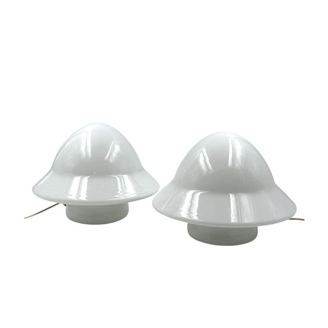 Space Age Opaline Glass Table Lamps, Italy, 1970s, Set of 2 For Sale - Image 13 of 13