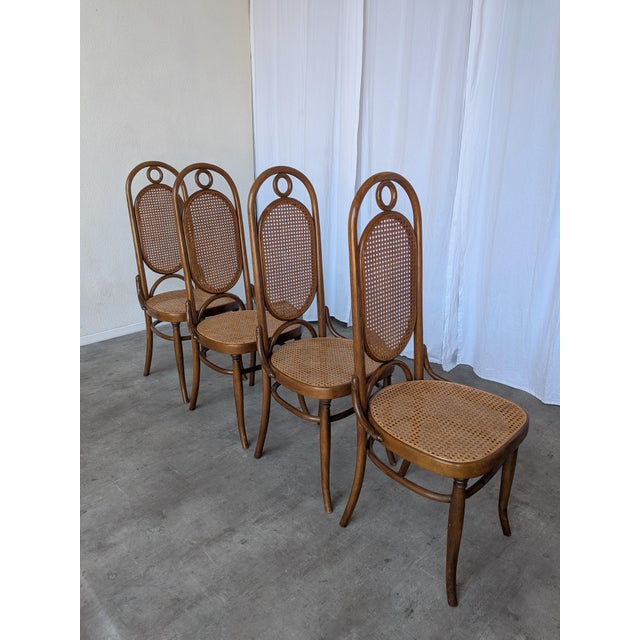 Mid-Century Modern Mid-Century Modern Bentwood Cane Dining Chairs, 1970s, Set of 4 For Sale - Image 3 of 18