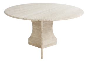 Vintage Round Travertine Dining Table, 1970s