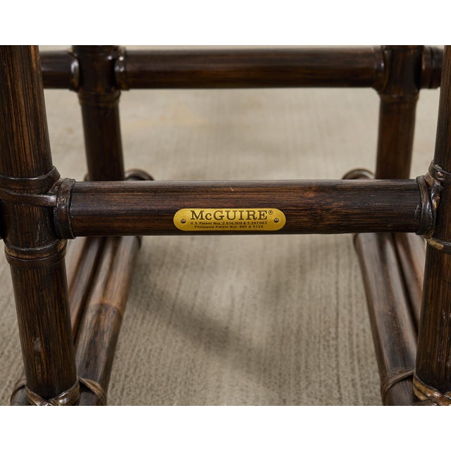 McGuire Organic Modern Rattan Brass Lattice Cocktail Table For Sale - Image 12 of 17