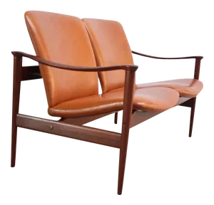 Vintage Norwegian Modern Loveseat in Leather and Teak by Fredrik Kayser