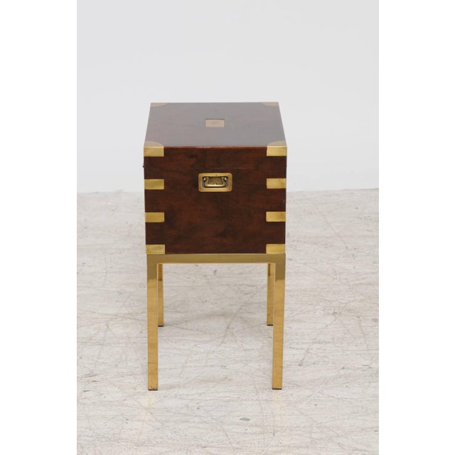 Mid 20th Century English Vintage Midcentury Mahogany Cellarette on Brass Stand, Lined Inside For Sale - Image 5 of 9