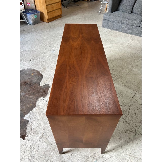 1960s Mid Century Modern Walnut and Brass Lowboy Dresser by Broyhill For Sale - Image 5 of 9