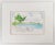 Small contemporary watercolor on paper painting of coastal scene with palm trees and sailboat. Signed illegibly lower...