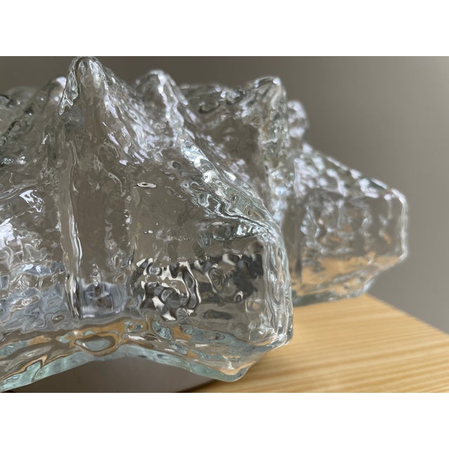 Vintage Portuguese Snowflake Glass Ceiling Lamp, 1990s For Sale - Image 11 of 14