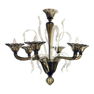 Myran Allan Luxury Lighting Italian Smoked Murano Glass Chandelier For Sale