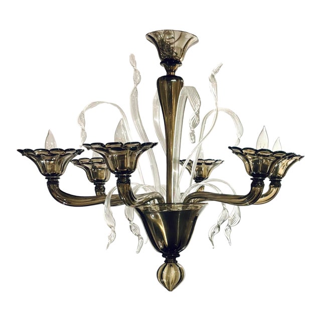 Myran Allan Luxury Lighting Italian Smoked Murano Glass Chandelier For Sale