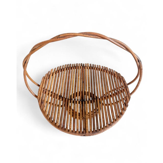 Vintage Rattan Fruit Bowl Basket Centerpiece by Franco Albini, 1950s For Sale - Image 15 of 16