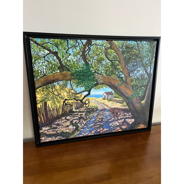 Original 16” × 20” oil painting by Steve Schaaf, featuring a peaceful country landscape beneath a magnificent old tree. A...