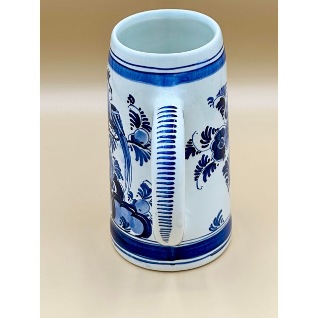 Mid 20th Century Mid 20th Century Hand-Painted Dutch Delft Blue & White Stein / Tankard For Sale - Image 5 of 11