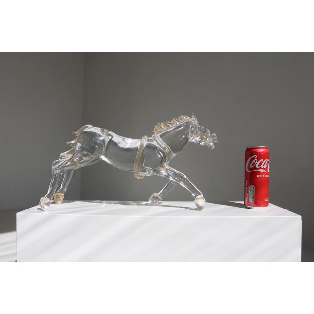Mid-Century Italian Murano Glass Horse Sculpture with Gold Leaf by Arnaldo Zanella, 1970s For Sale - Image 11 of 12
